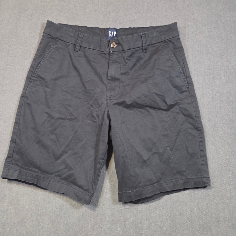 Gap Chino Shorts Mens 32 Black Cotton Stretch Casual Flat Front Pocketed